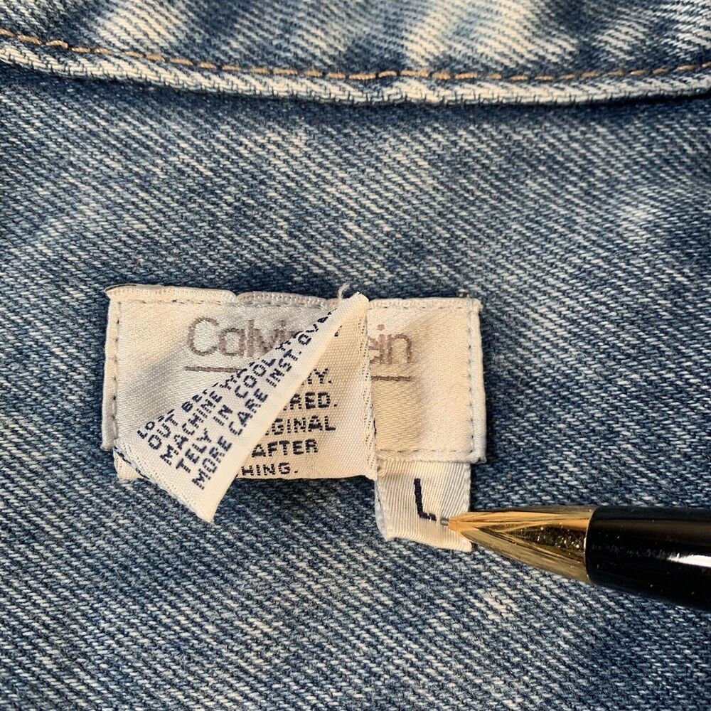 Vintage Women's Calvin‎ Klein Sport Acid Wash Denim Jacket Size Large - Picture 3 of 5